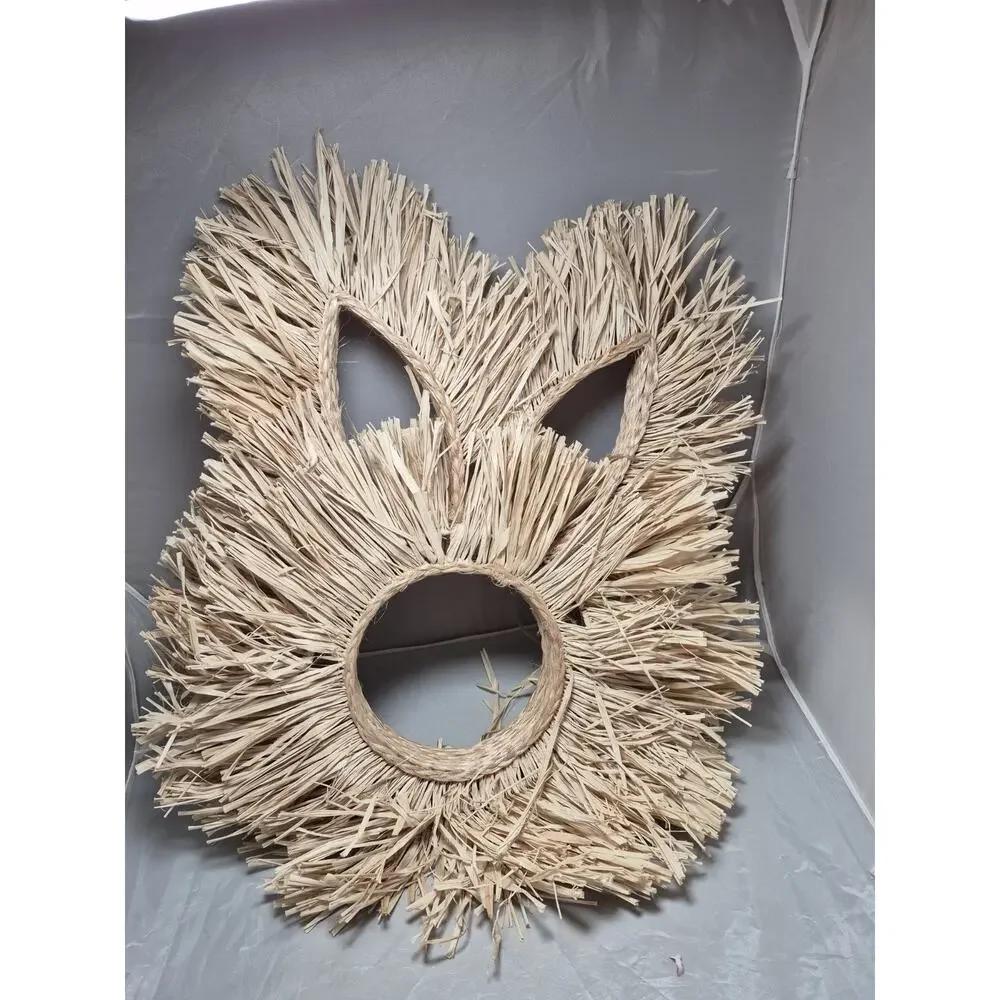 💥 Easter Bunny Wreath Straw Raffia Nwt